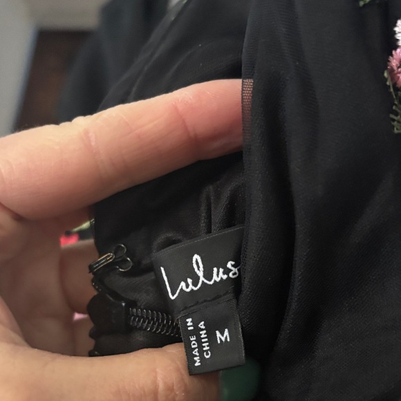 Lulu's Soirée Blossom Black Embroidered Flora Maxi Dress - Picture 2 of 3